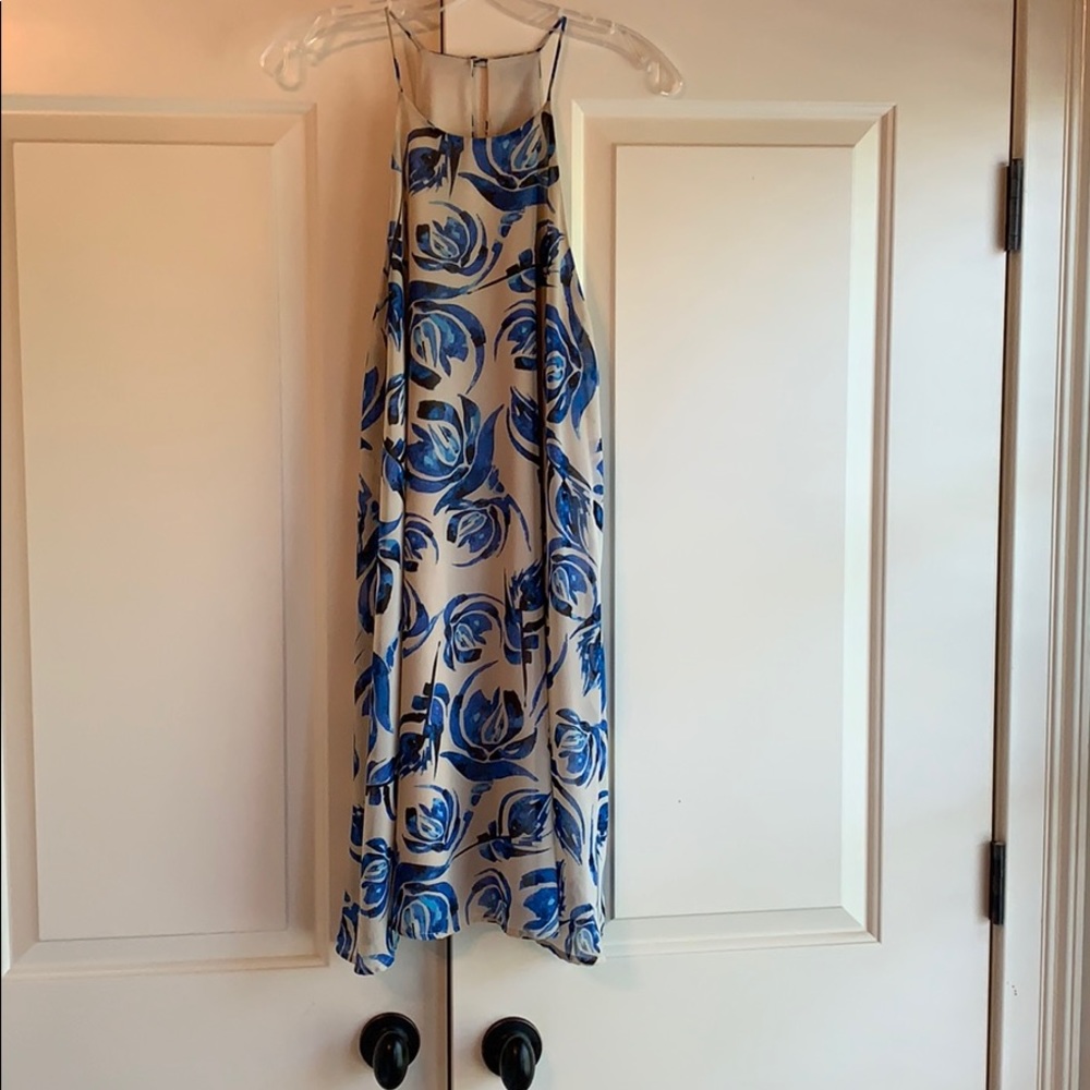 Fabrik Tan & Blue Mini Dress, Size Large